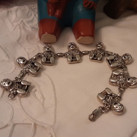 VINTAGE CAROL FELLEY SIGNED 925 SOLID STERLING STORY TELLER LINK BRACELET - Picture 4 of 16